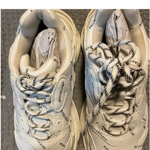 Balenciaga Cream Logo Sneakers